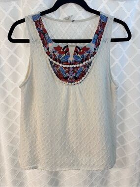 Akemi + Kin Embroidered Crochet Sleeveless Lace Top